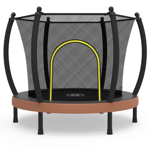 Heromate 60" Fitness Trampoline, 220 lbs Weight Capacity Rebounder, with Bungees, U Shape Adjustable Foam Handle, Black-Brown