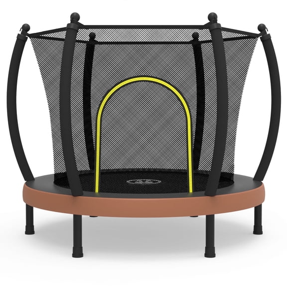 Heromate 60" Fitness Trampoline, 220 lbs Weight Capacity Rebounder, with Bungees, U Shape Adjustable Foam Handle, Black-Brown