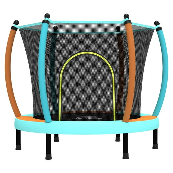 Heromate 60" Fitness Trampoline, 550 lbs Weight Capacity Rebounder, with Bungees, U Shape Adjustable Foam Handle, orange-blue