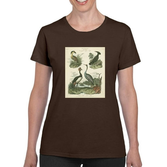 Heron And Crane Ii T-Shirt Women -Sydenham Edwards Designs, Female Large
