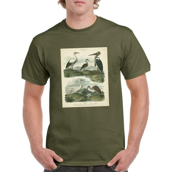 Heron And Crane T-Shirt Men -Sydenham Edwards Designs, Male 3X-Large