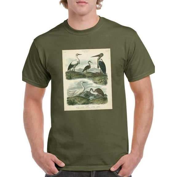 Heron And Crane T-Shirt Men -Sydenham Edwards Designs, Male Large