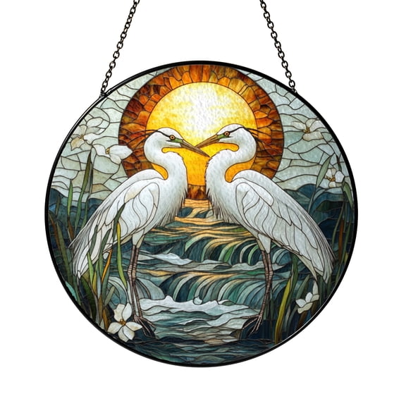 Heron Bird Acrylic Window Hanging – Nature Inspired Decorative Art