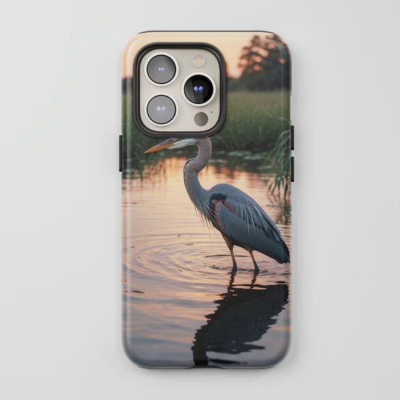 Heron Bird For All iPhone Series Protective Phone Case Sunset Nature Multi-Color