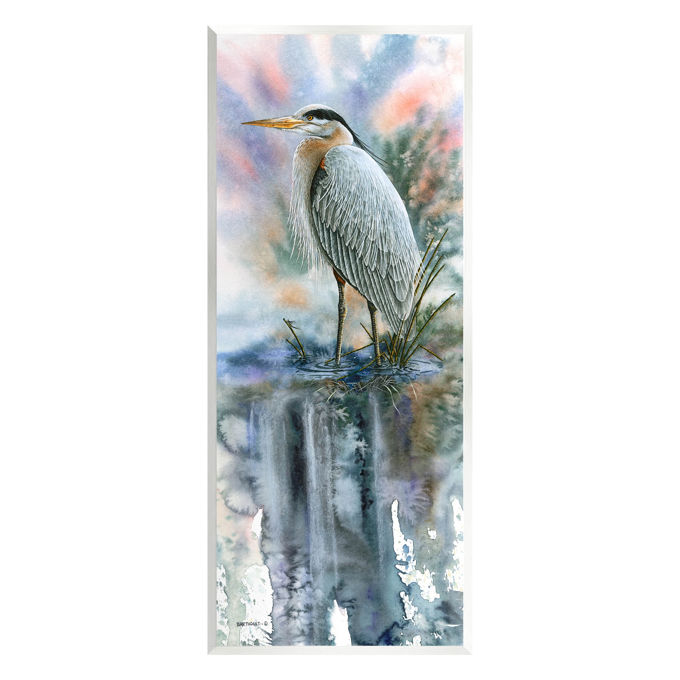 Heron Bird Pond Water's Edge Animals & Insects Graphic Art Unframed Art Print Wall Art