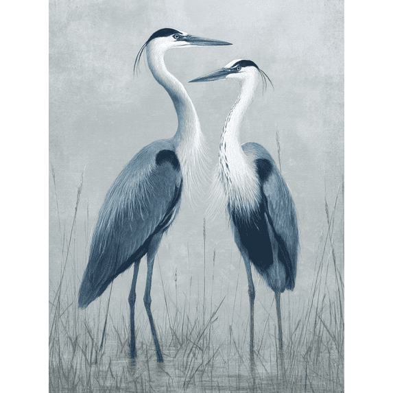 Heron Couple Vintage Canvas Print, Suitable for Living Room, Bedroom, Office, Dining Room, Bathroom, Farmhouse