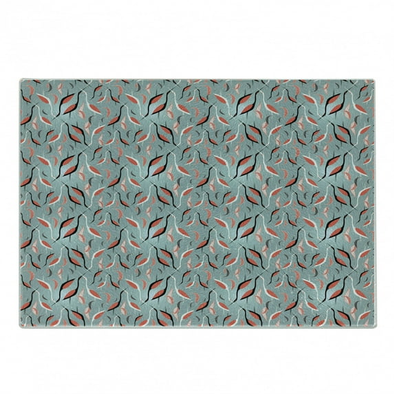 Heron Cutting Board, Abstract Birds Design Pattern with Leaves, Decorative Tempered Glass Cutting and Serving Board, in 3 Sizes, by Ambesonne