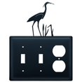 thumbnail image 1 of Double Switch and Duplex Outlet Cover with Heron Bird Accent, Black, 1 of 2