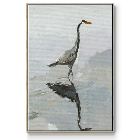 Heron Framed Premium Gallery Wrapped Canvas - Ready to Hang - 17 x 25 - Natural Wood Floating Frame