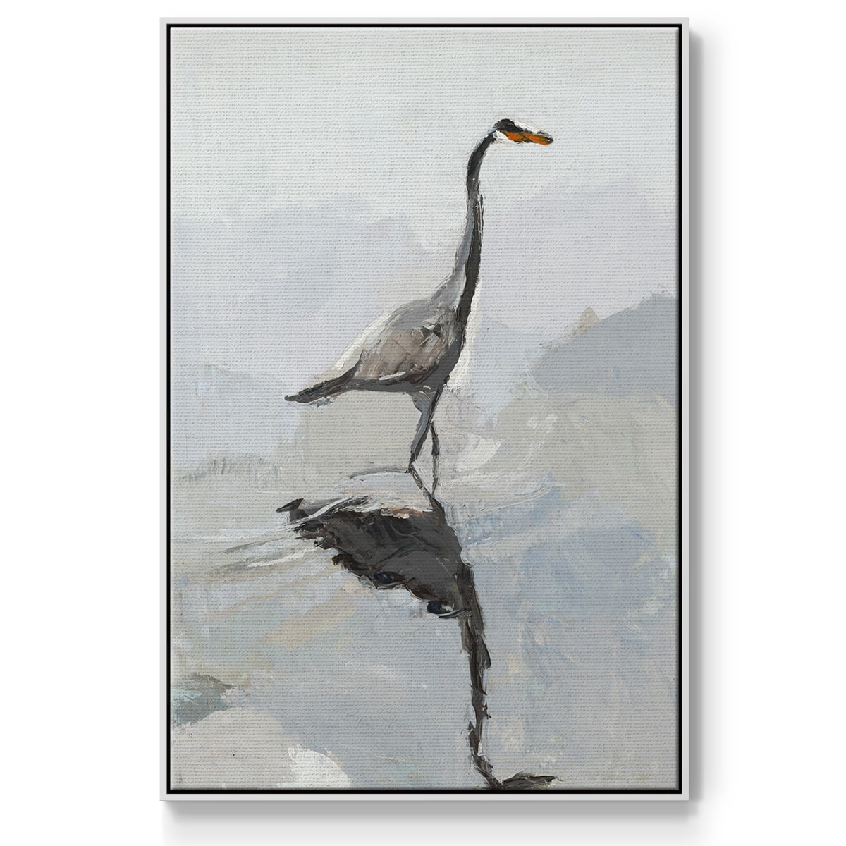 Heron Framed Premium Gallery Wrapped Canvas - Ready to Hang - 17 x 25 - White Floating Frame