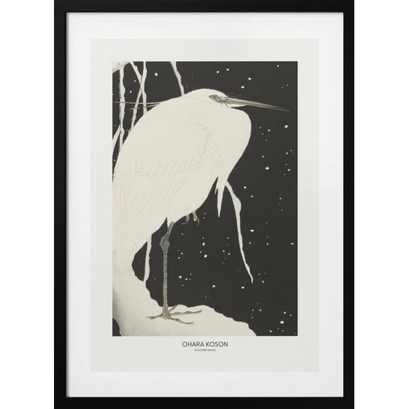 Heron In The Snow Framed Art Modern Wall Decor
