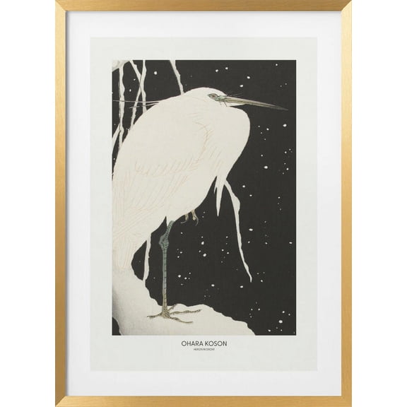 Heron In The Snow Framed Art Modern Wall Decor