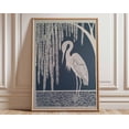 thumbnail image 1 of Heron Japanese Minimalist Bird Blue Botanical Wall Art Print, Unframed Paper Poster 24x36in, 1 of 4