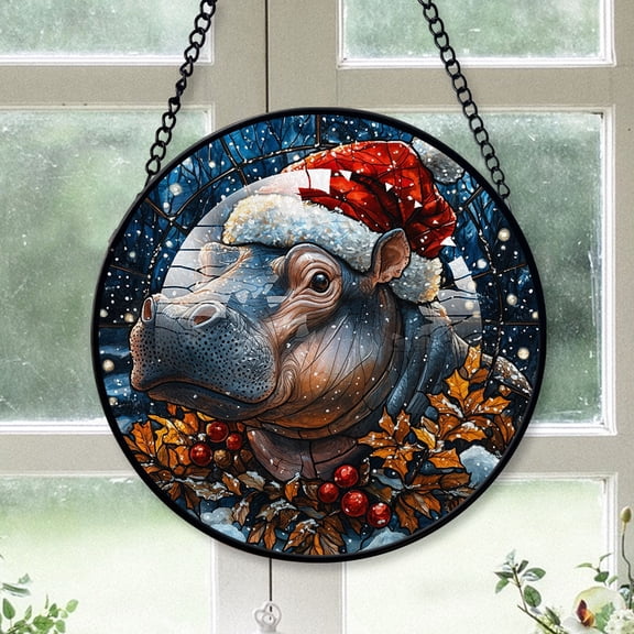 Heron Ornament Christmas 2025, Heron Stained Glass Hanging Window Handcrafted Glass Sun Catcher for Door and Garden Decor