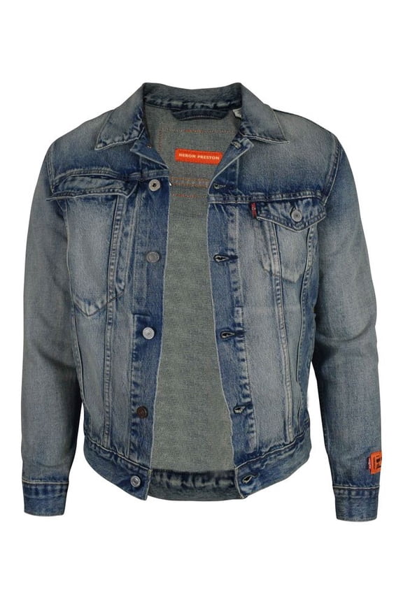 Washed Denim Jacket With Unique Logos (Men's)