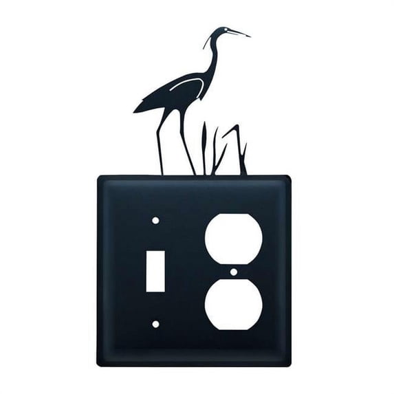 1 Switch and Duplex Outlet Cover with Heron Accent, Black