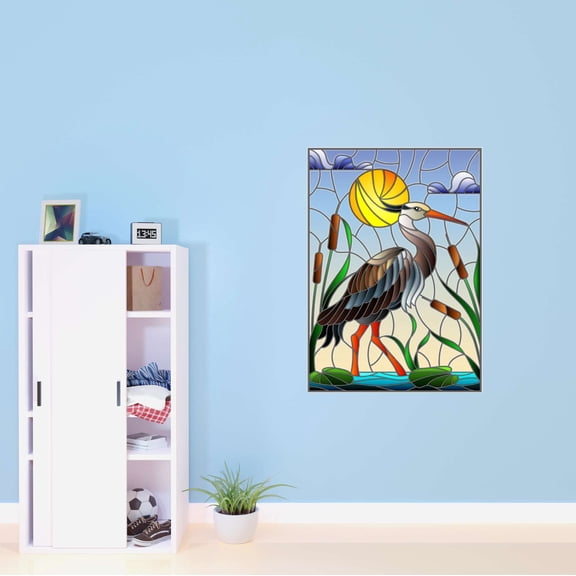 Heron Wall Decal Nautical Pelican Wall Art Living Room Decor Vibrant Animal Living Room Decoration - Size: 7 In X 10 In