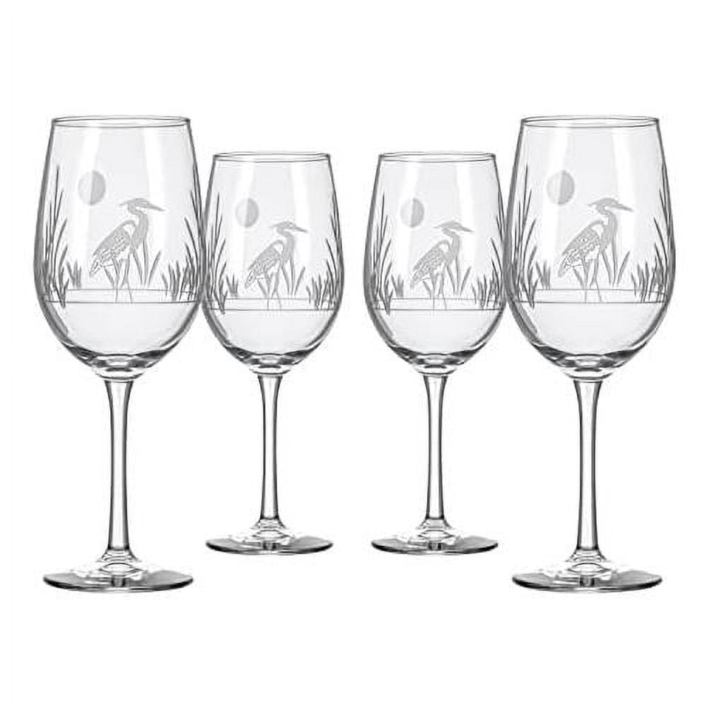 Heron White Wine Glass 12 Ounce Stemmed Wine Glass Set Of 4 LeadFree