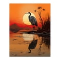 thumbnail image 1 of Heron in Coastal Landscape Lake Sunset Red Orange Artwork Extra Large XL Wall Art Poster Print, 1 of 5