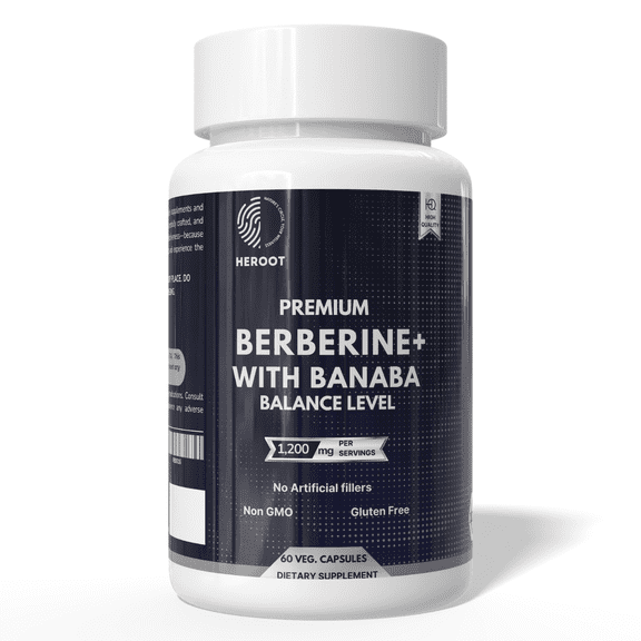 Heroot Berberine with Banaba Capsules 1200 mg per Serving | 60 Veg Capsules | 60 Servings | Herbal Supplement