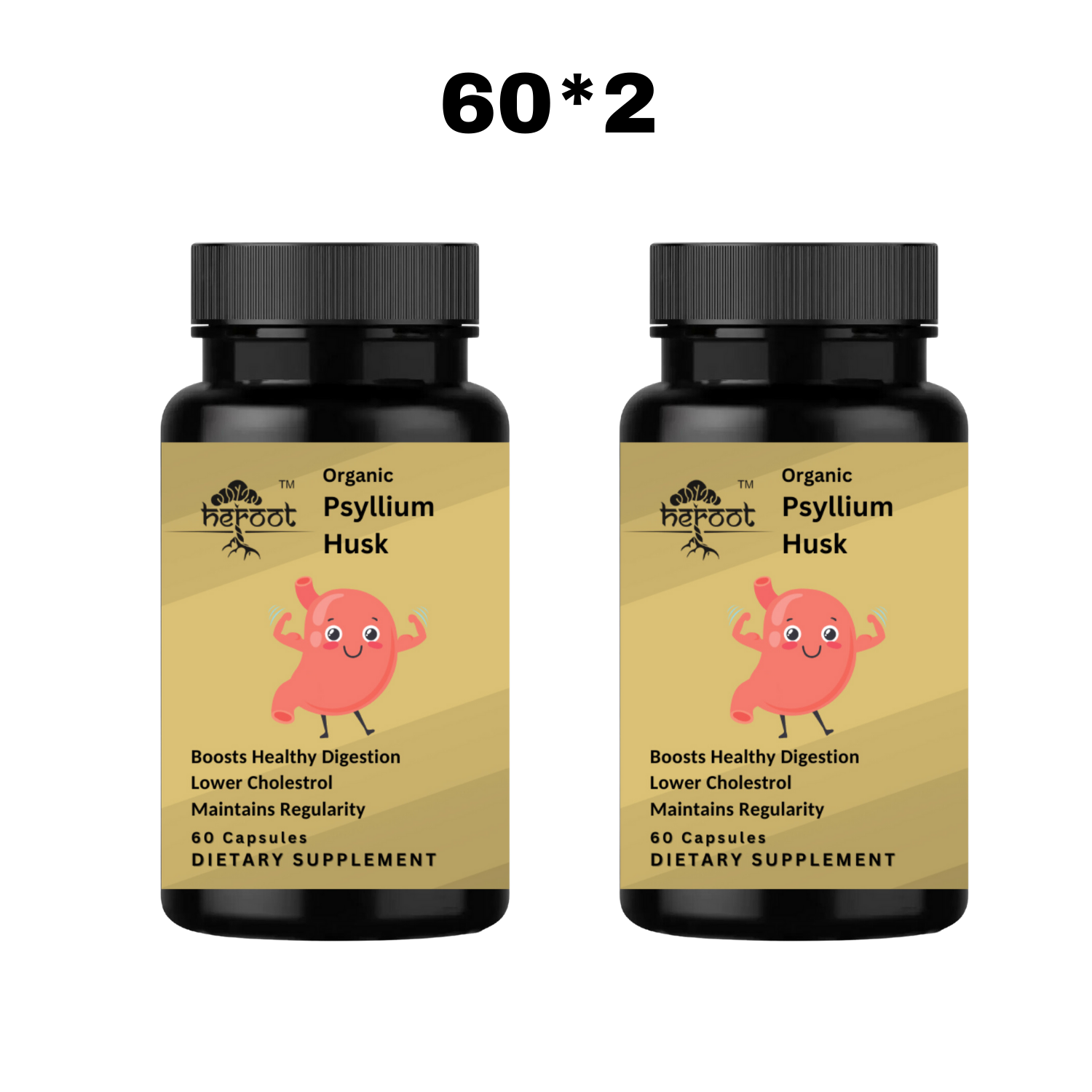 Heroot Organic Psyllium Husk 1000mg Capsules for Boost Healthy