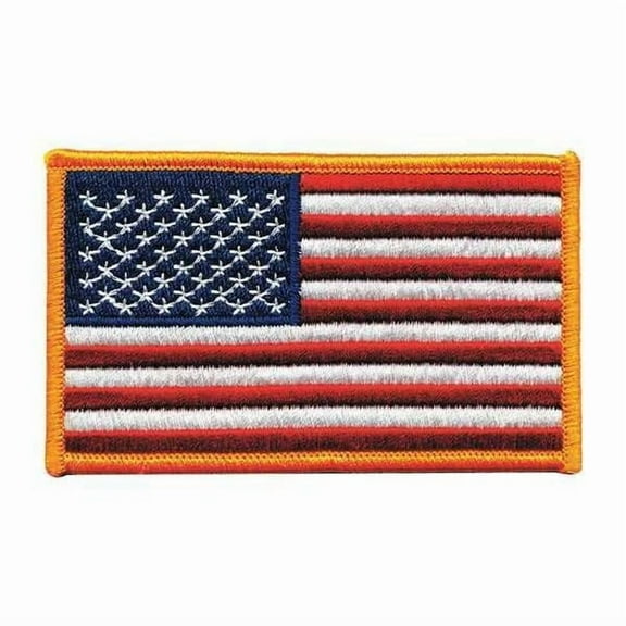 Hero's Pride U.S. Flag Patch, Full Color with Dark Gold Border, 4" x 2-1/2", EMR1AF