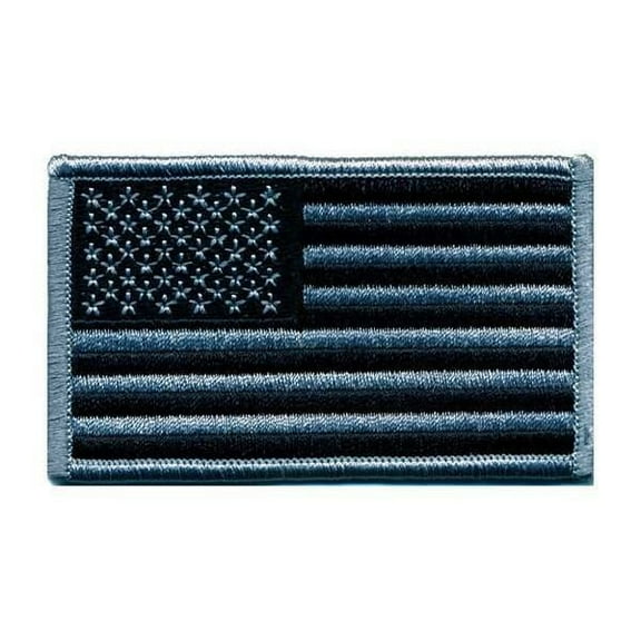Hero's Pride U.S. Flag Patch, Silver and Black, Hook Backing, 3-3/8" x 2"