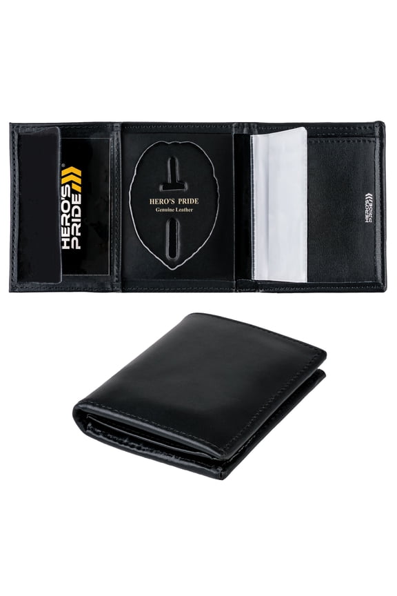 Hero’s Pride Deluxe Tri-Fold Wallet, Recessed Cutout for Traditional Oval Badge