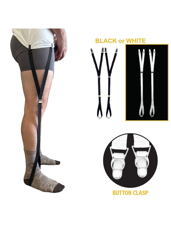 Hero’s Pride Shirt Holder Adjustable Y-Style Strap with Button Clasp and Foot Loop, Black