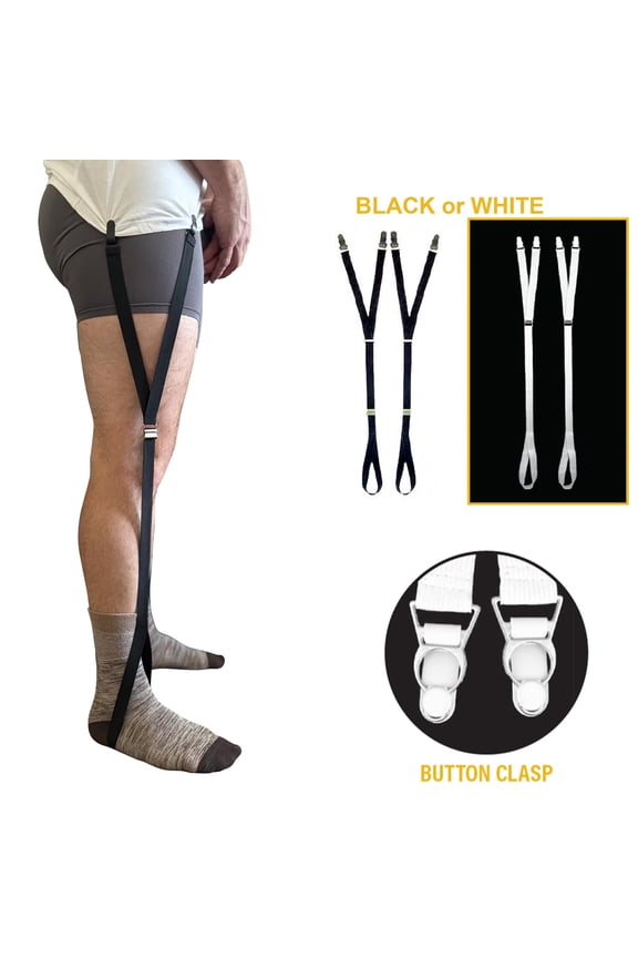 Hero’s Pride Shirt Holder Adjustable Y-Style Strap with Button Clasp and Foot Loop, Black