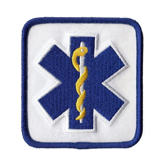 Heros Pride Star of Life Shoulder Patch, Blue on White, 2-7/8" x 3-1/8" Sew-On