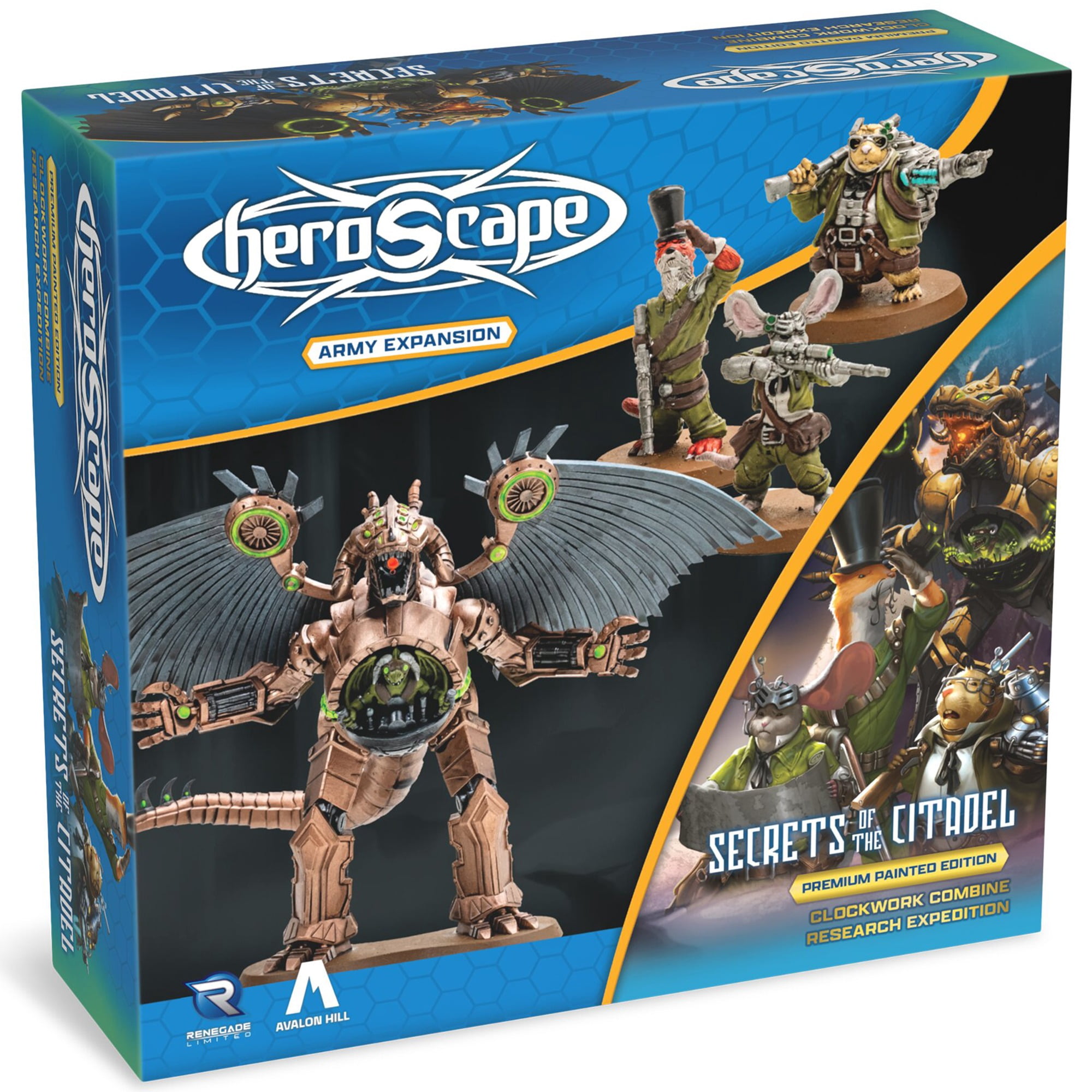 Renegade Games: Heroscape: Clockwork Combine Research Expedition Army Expansion -4 Miniatures, 2 Army Cards, 3 Treasure Glyphs, Secrets of the Citadel