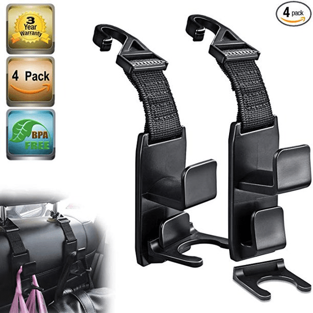 Heroway Magic Headrest Hooks for Car Purse Hanger Headrest Hook Holder for Car Seat Organizer Behind Over The Seat Hook Hang Purse or Bags Black