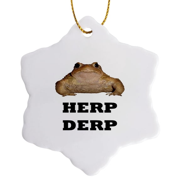 3drose, Herp Derp Cute Toad Vector, 3 inch Snowflake Porcelain Ornament