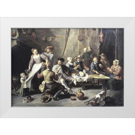 Herp, Willem van 14x11 White Modern Wood Framed Museum Art Print Titled - Interior of a Tavern