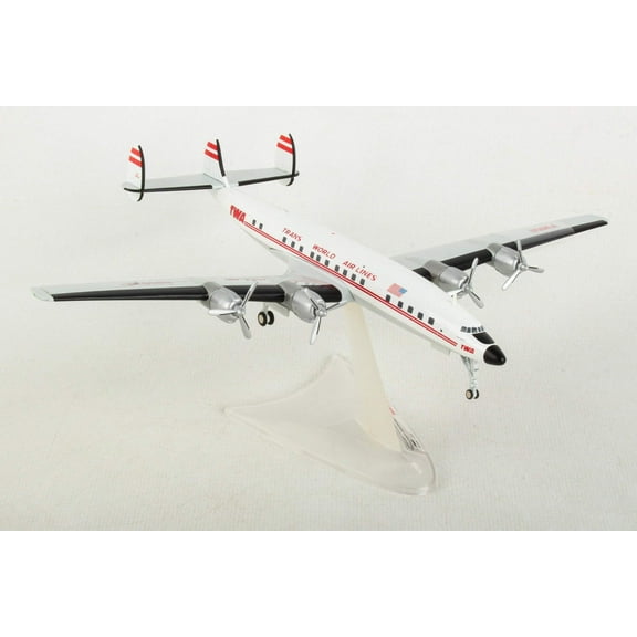 Lockheed L-1649A Jetstream Commercial Aircraft "TWA" (N8083H) White with Red Stripes 1/200 Diecast Model Airplane by Herpa