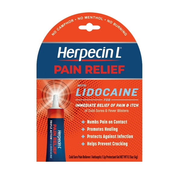 Herpecin-L Pain Relief with Lidocaine Cold Sore and Fever Blister Treatment Balm, 0.15 oz
