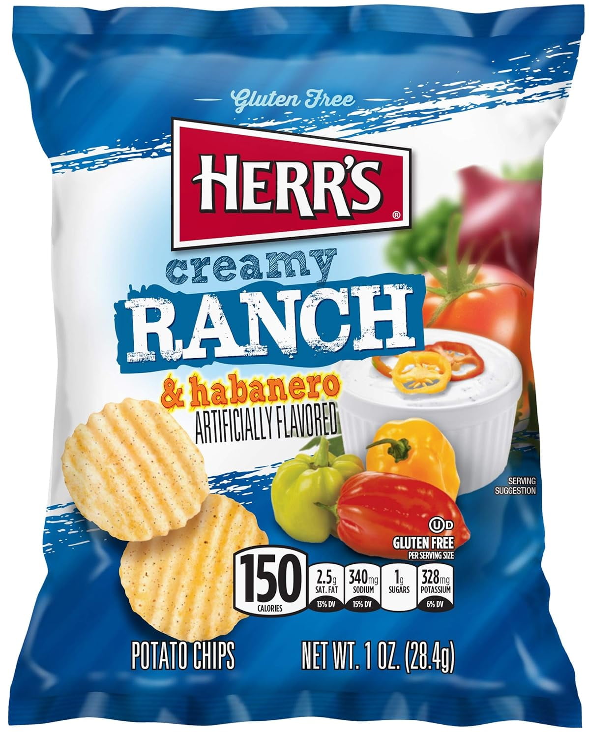 Herr Foods Creamy Ranch Habanero Potato Chips, 1 Ounce 42 per case