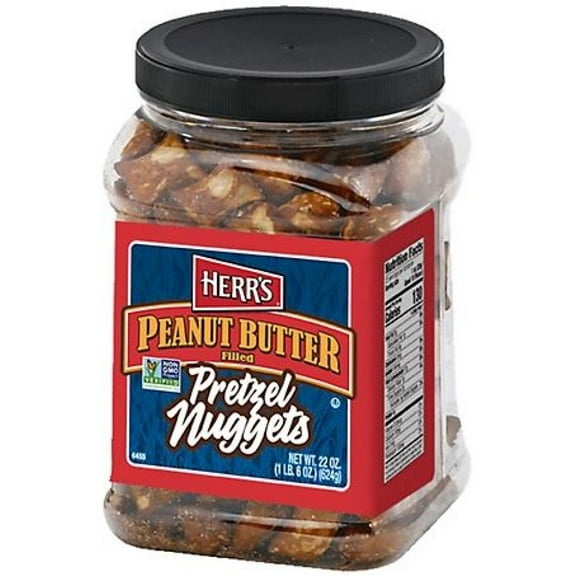 Herr's 6044 Special Peanut Butter Pretzel Nuggets Barrel Snacks, 22 oz.