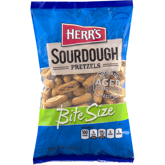 Herr's Authentic Aged Sourdough Bites Pretzels- 16 oz. Bag (4 Bags)