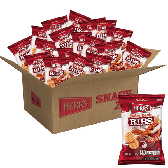 Herr's Baby Back Ribs Potato Chips 1.5 oz. - 60/Case