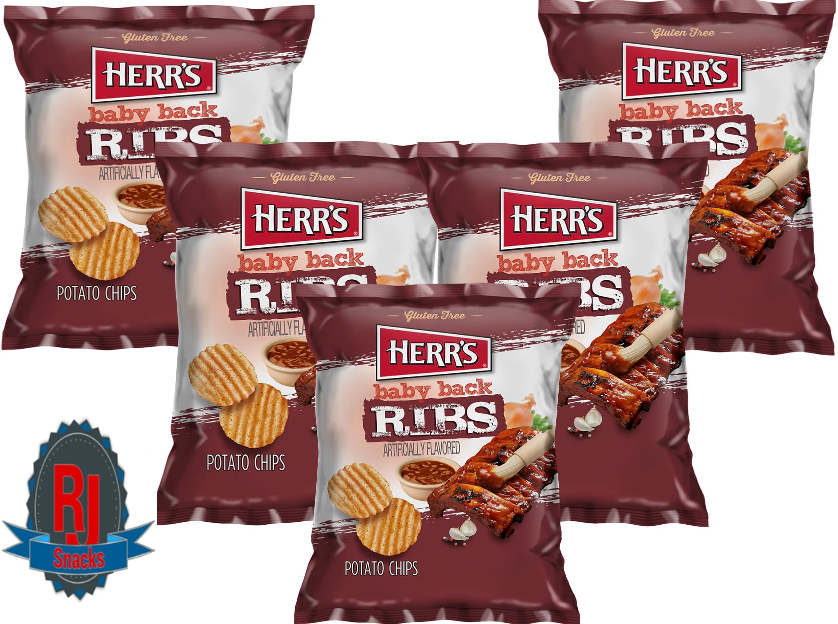 Herr`s Baby Back Ribs Potato Chips 1 oz Pack of 24 (Curated by RJ Snacks)