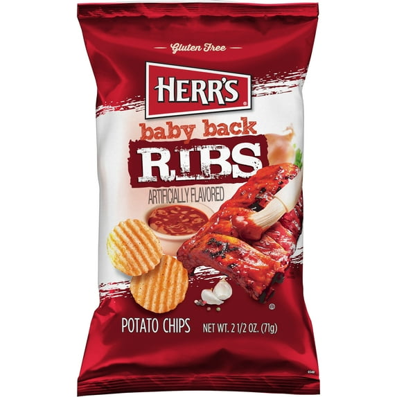 Herr's Baby Back Ribs Ripple Potato Chips - 2.5oz