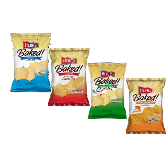 Herr's Baked Potato Crisps, Variety 4-Pack 7 oz. Sharing Size Bags