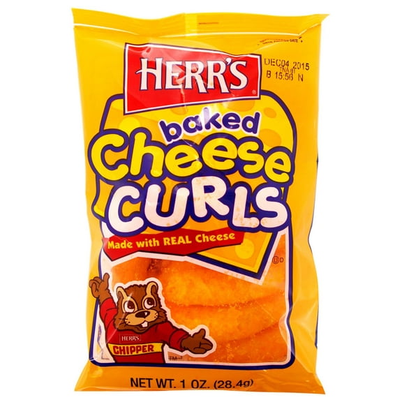 Herr's Baked Puffed snacks Cheese Curls 1 oz. (Pack of 7)