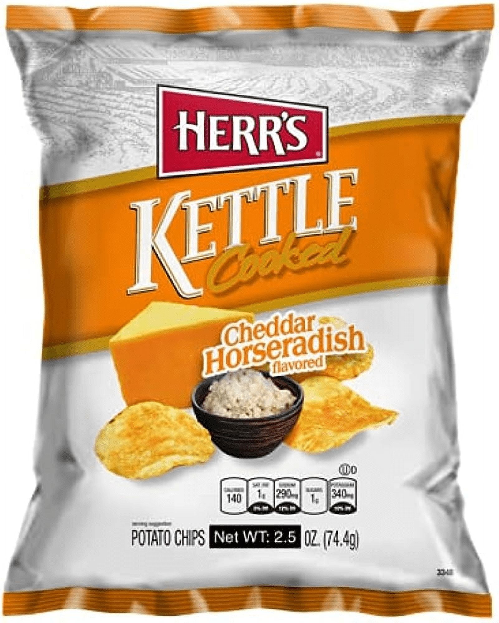 Herr's Cheddar Horseradish Kettle Cooked Potato Chips, 24Pack Case 2.5