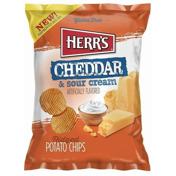Herr's Cheddar & Sour Cream Potato Chips 2.75 oz Pack of 3 (Curated by RJ Snacks)
