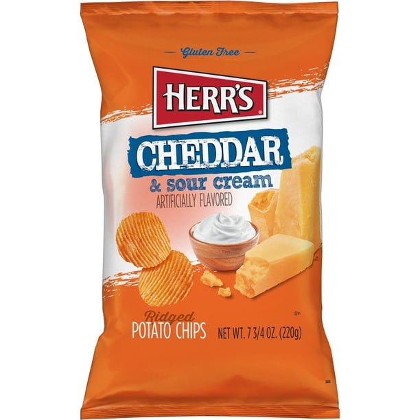 Herr's Cheddar & Sour Cream Ridged Potato Chips 7.75oz - Walmart.com