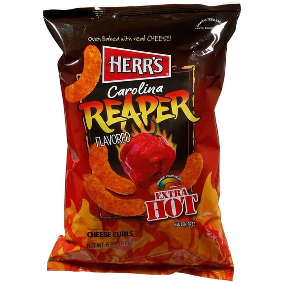 Herr's Cheese Curls Extra Hot Carolina Reaper 6.0 oz Pack of 2
