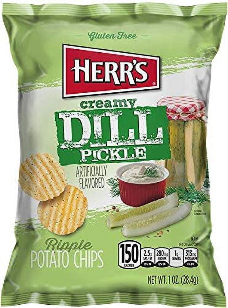 Herr's Creamy Dill Pickle Flavored Potato Chips 1 oz Bags - Pack of 42